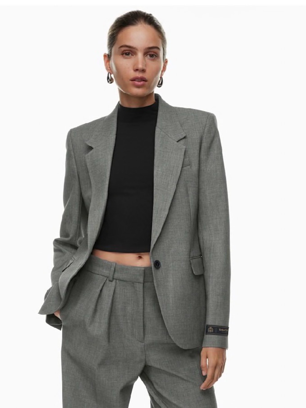 NWOT Aritzia Babaton Producer Blazer Size 2 Gray Tailored Structured Work Jacket